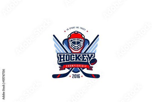 Hockey Badge Logo Design. Graphics Sport Team Identity Label