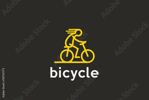 Bicycle Logo design vector linear character riding bike icon