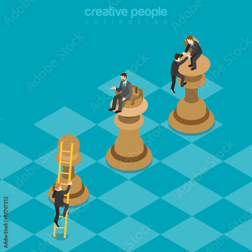Win-win game strategy chess business flat 3d vector isometric