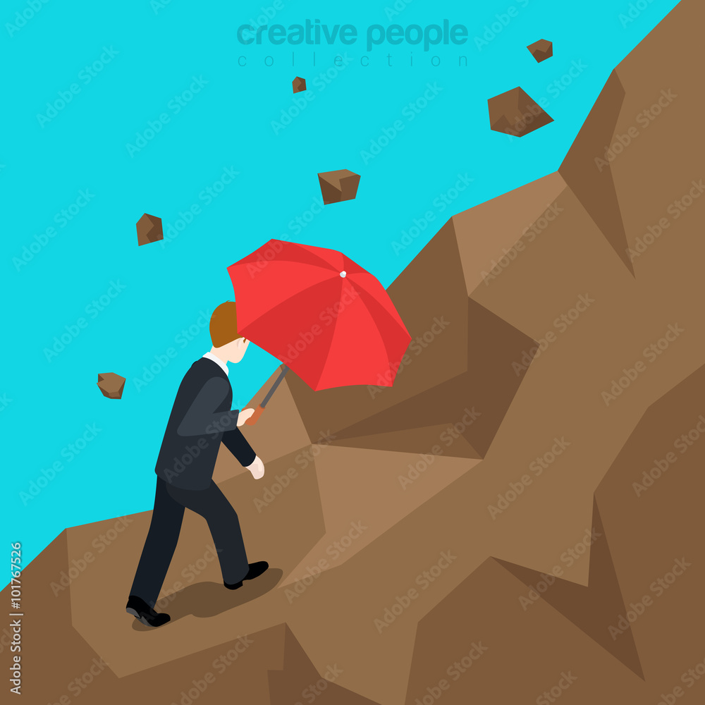Hard way mountain business success flat 3d vector isometric Hard way mountain business success flat 3d vector isometric