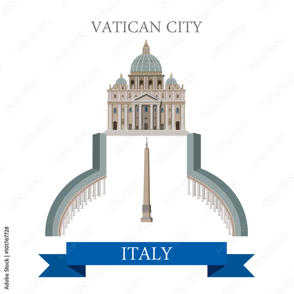 Obraz premium Vatican City Piazza San Pietro Square Rome Italy flat vector