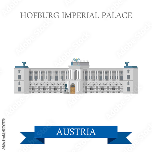 Hofburg Imperial Palace Vienna Austria flat vector attraction