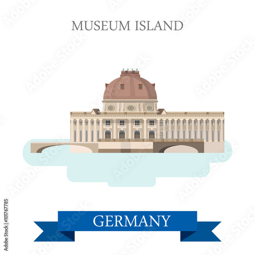 Museum Island Berlin Germany flat vector attraction landmark