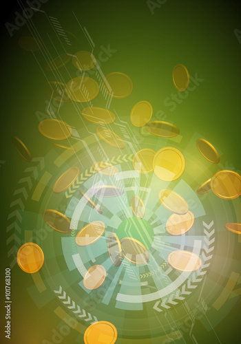 virtual currency, real money trade, finance technology, abstract image, vector illustration