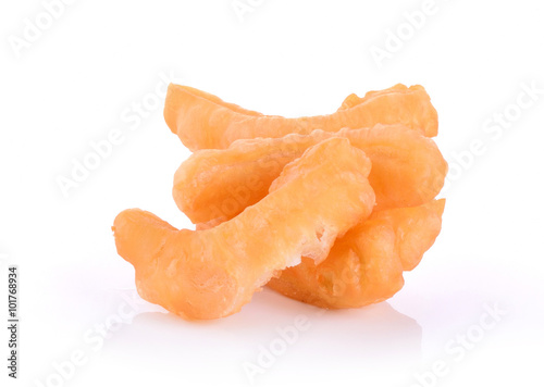 Deep-fried doughstick on white background
