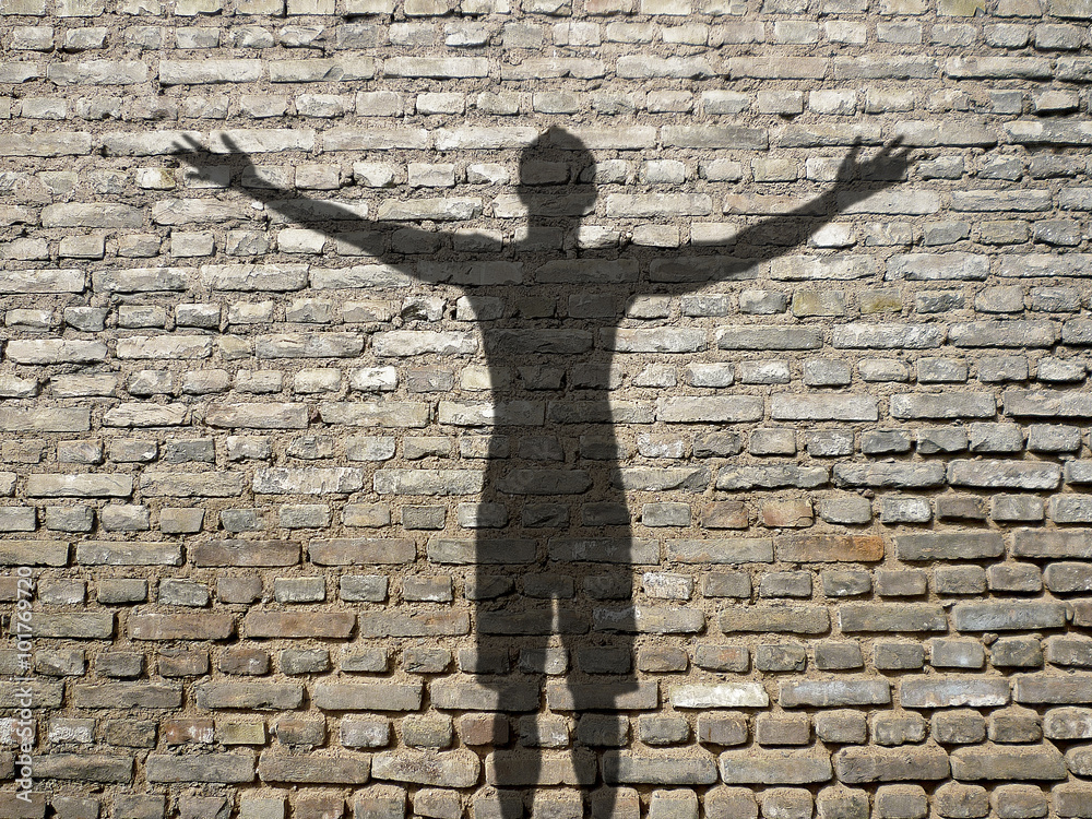 silhouette, homme, bras ouvert Stock Photo Adobe Stock