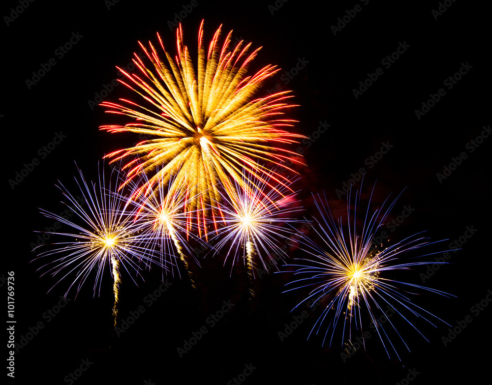 New Year celebration fireworks  - Vibrant color effect
