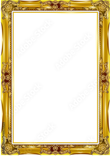 gold photo frame floral for picture, vector