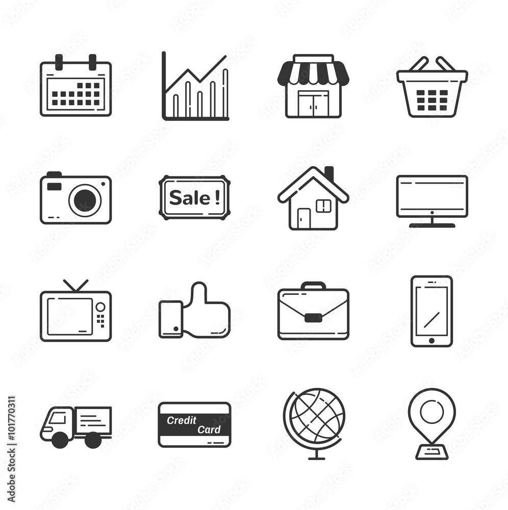 Set of shopping and e-commerce icons Set of shopping and e-commerce icons