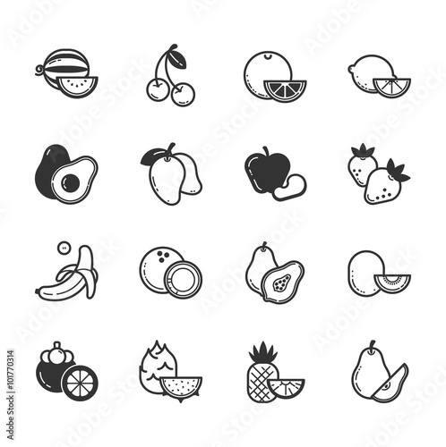 Set of fruits and vegetables icons