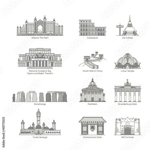 World Landmark Icon Set