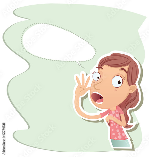 Cartoon girl whispering