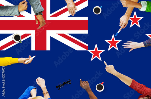 New Zealand National Flag Business Team Meeting Concept photo