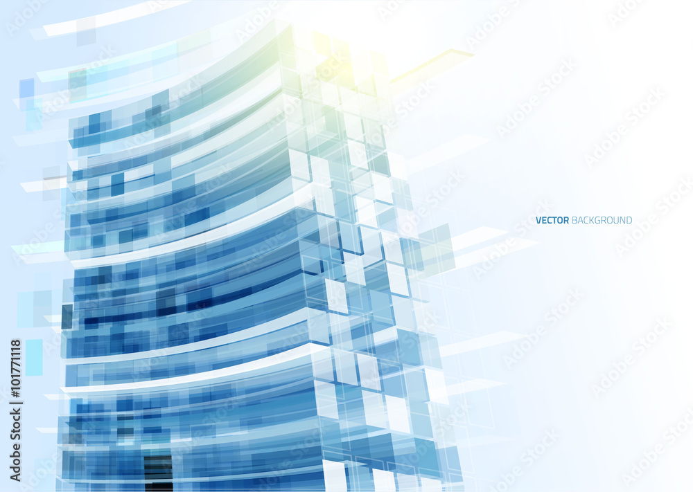 Fototapeta premium Modern blue glass wall of office building
