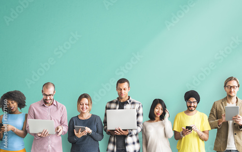 Group of People Connection Digital Device Concept