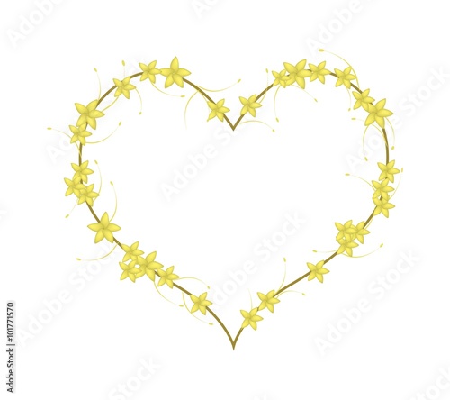 Yellow Bush Willow Flowers in A Heart Shape