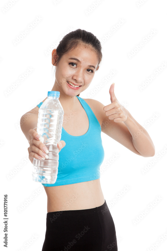 Beautiful Asian healthy girl with bottle of drinking water Beautiful Asian healthy girl with bottle of drinking water