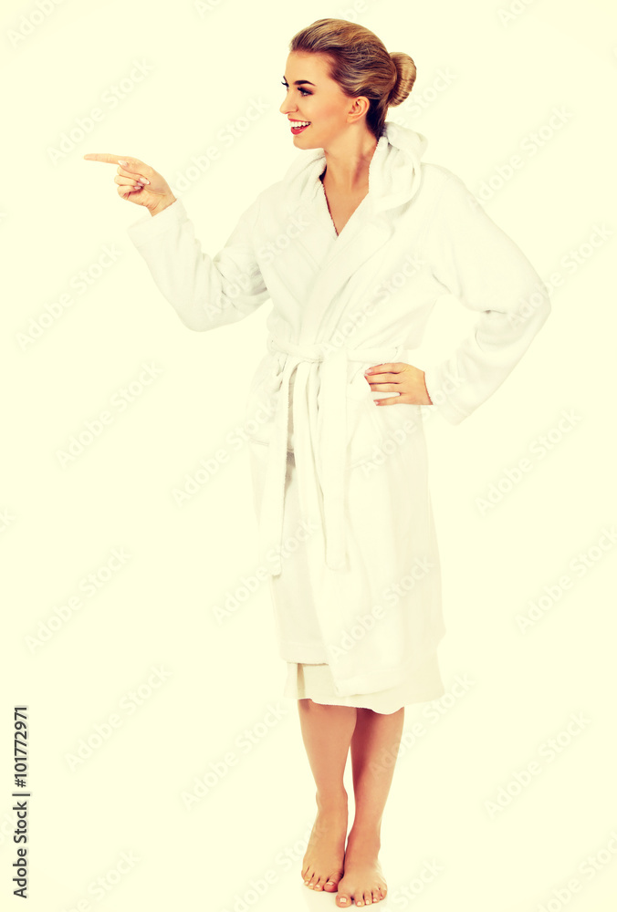 Young beautiful woman after bath shows somenthing Young beautiful woman after bath shows somenthing
