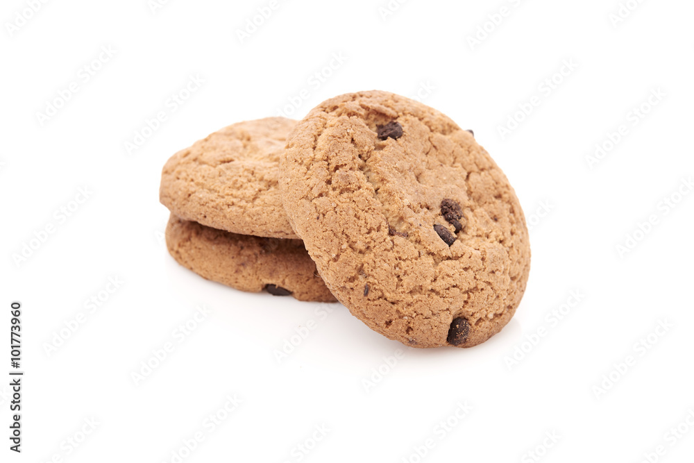 oat cookies on white background