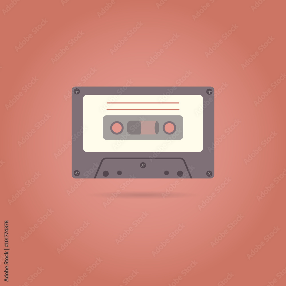 Cassette flat style icon. Vector illustration.