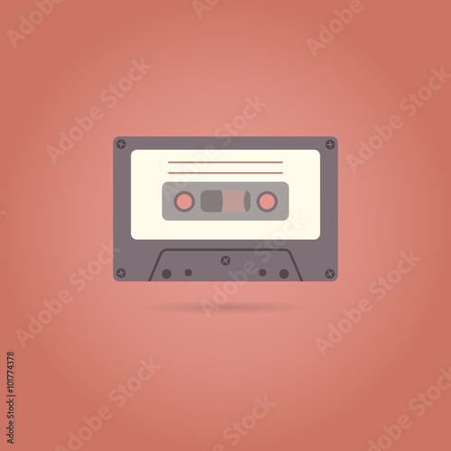 Cassette flat style icon. Vector illustration.