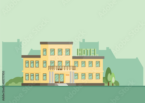 Hotel building. EPS10. Flat vector.
