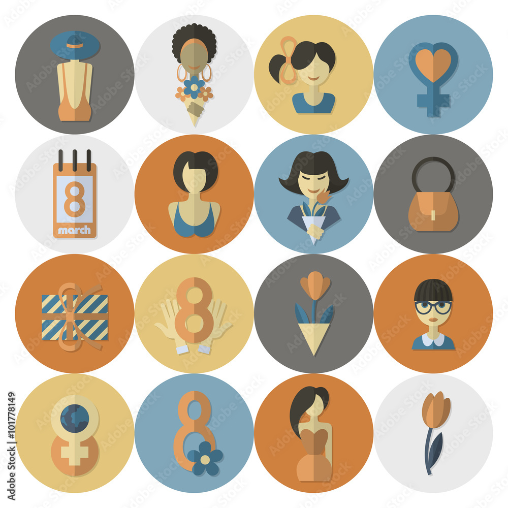 Womans Day Icon Set Womans Day Icon Set