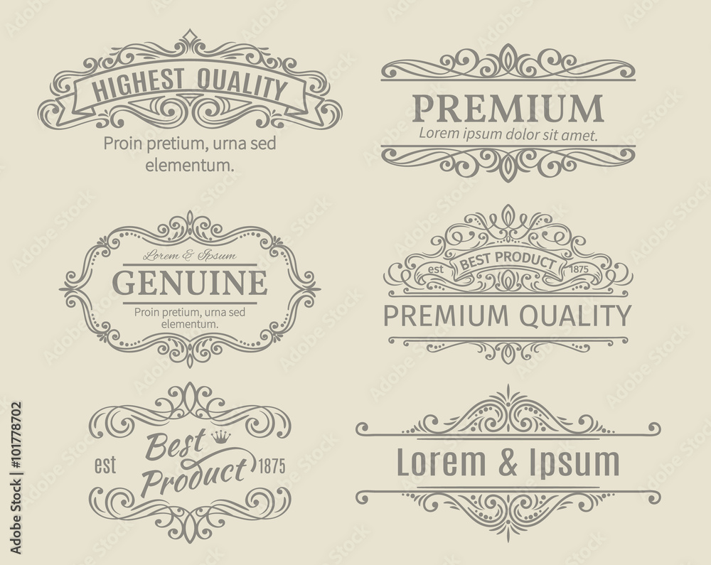  Banners Labels Frames Calligraphic Design Elements 