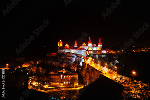 Evening view of the castle Kamyanets-Podilsky, Ukraine