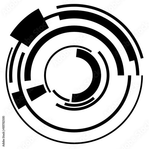Abstract hi-tech segmented geometric circle shape isolated on wh