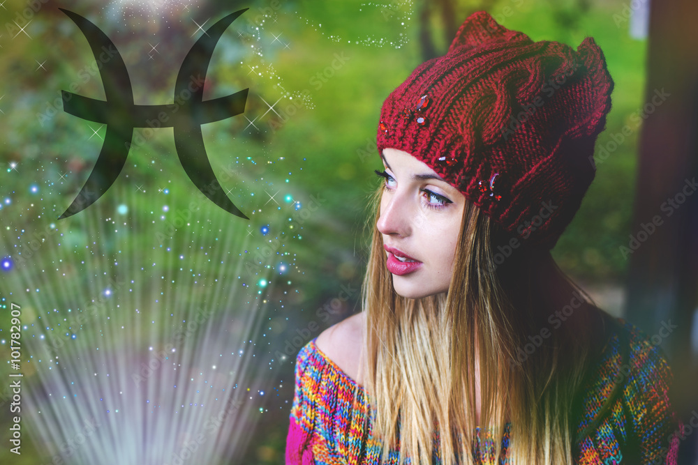 Φωτογραφία Zodiac sign of fish, the woman in an astrology