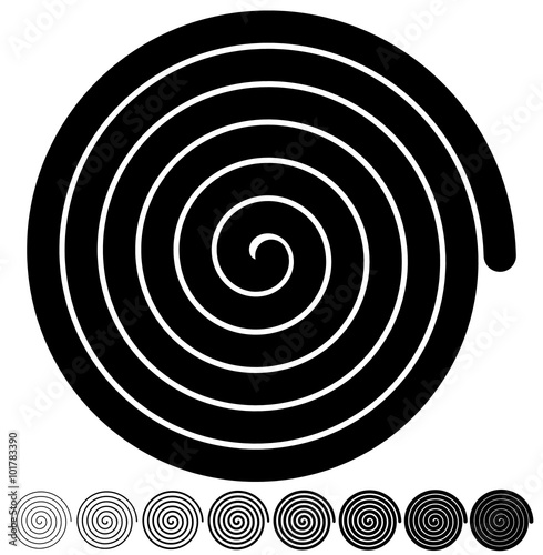 Archimedean, arithmetic abstract spiral set on white