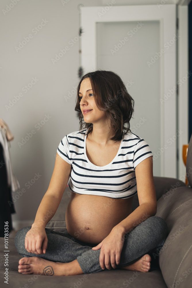 Portrait of pregnant woman resting at home. Portrait of pregnant woman resting at home.