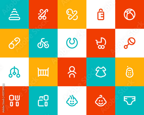Baby and new born icons Flat style