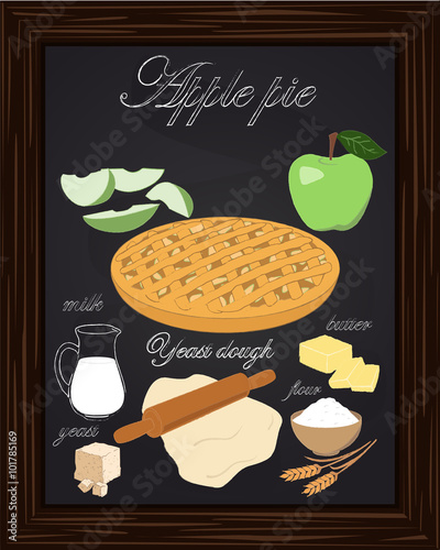 beautiful apple pie and ingredients