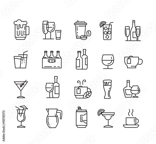 flat beverages icons
