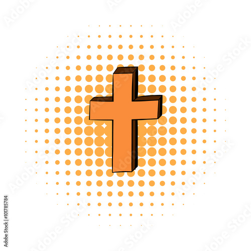 Christian cross comics icon
