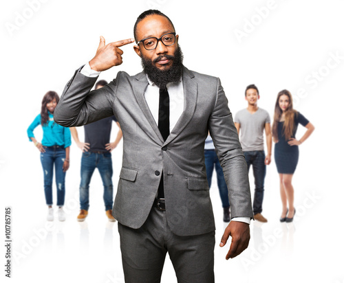 Canvastavla business black man doing a suicide gesture