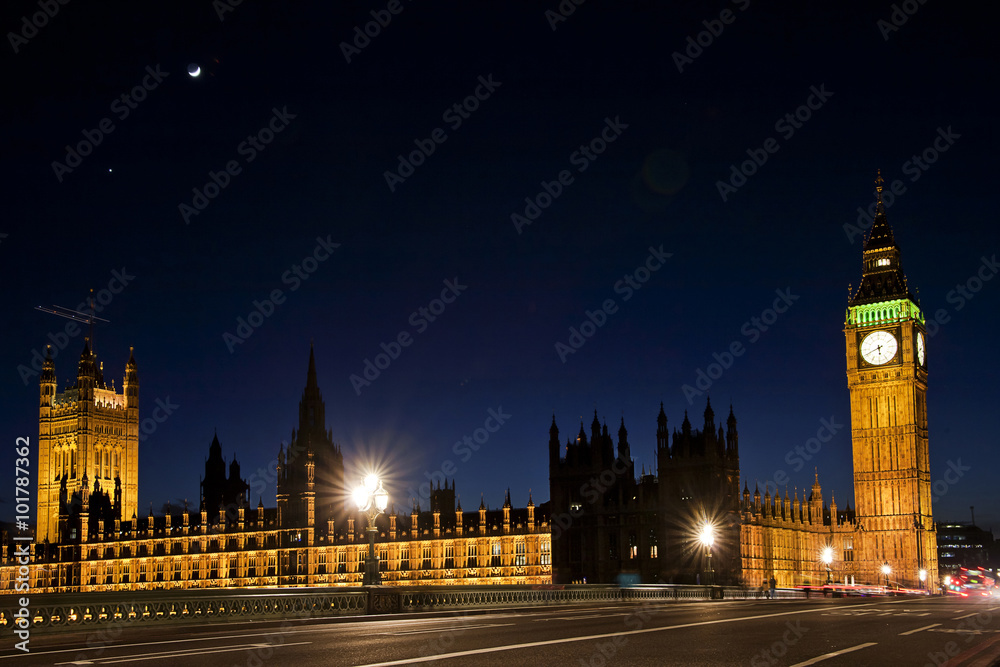 westminster and the big ben by night
