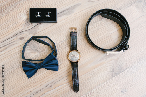 belt, watches, Cufflinks and bow tie