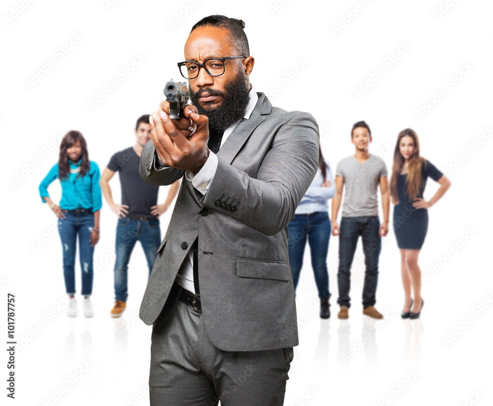 business black man holding a gun