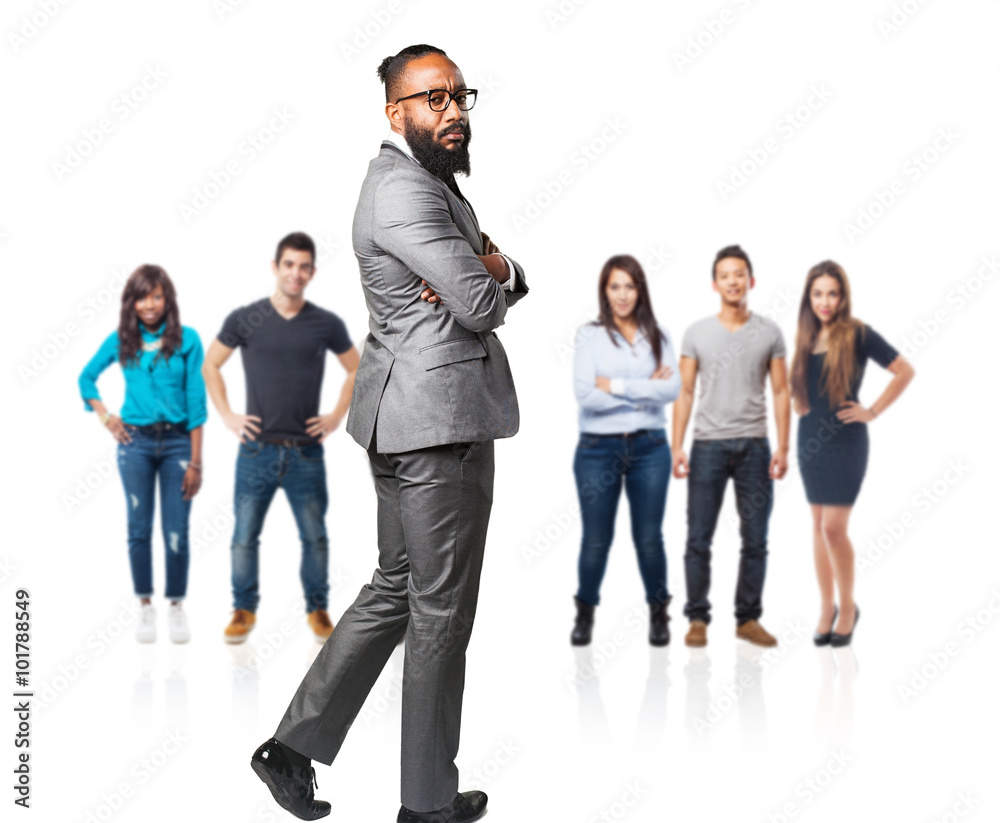 Obraz premium full body business black man backward