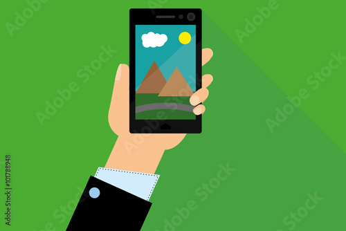 Hand hält Smartphone