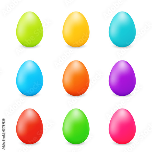 Happy easter colorful eggs set