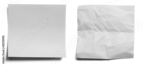 collection of white note papers on white background