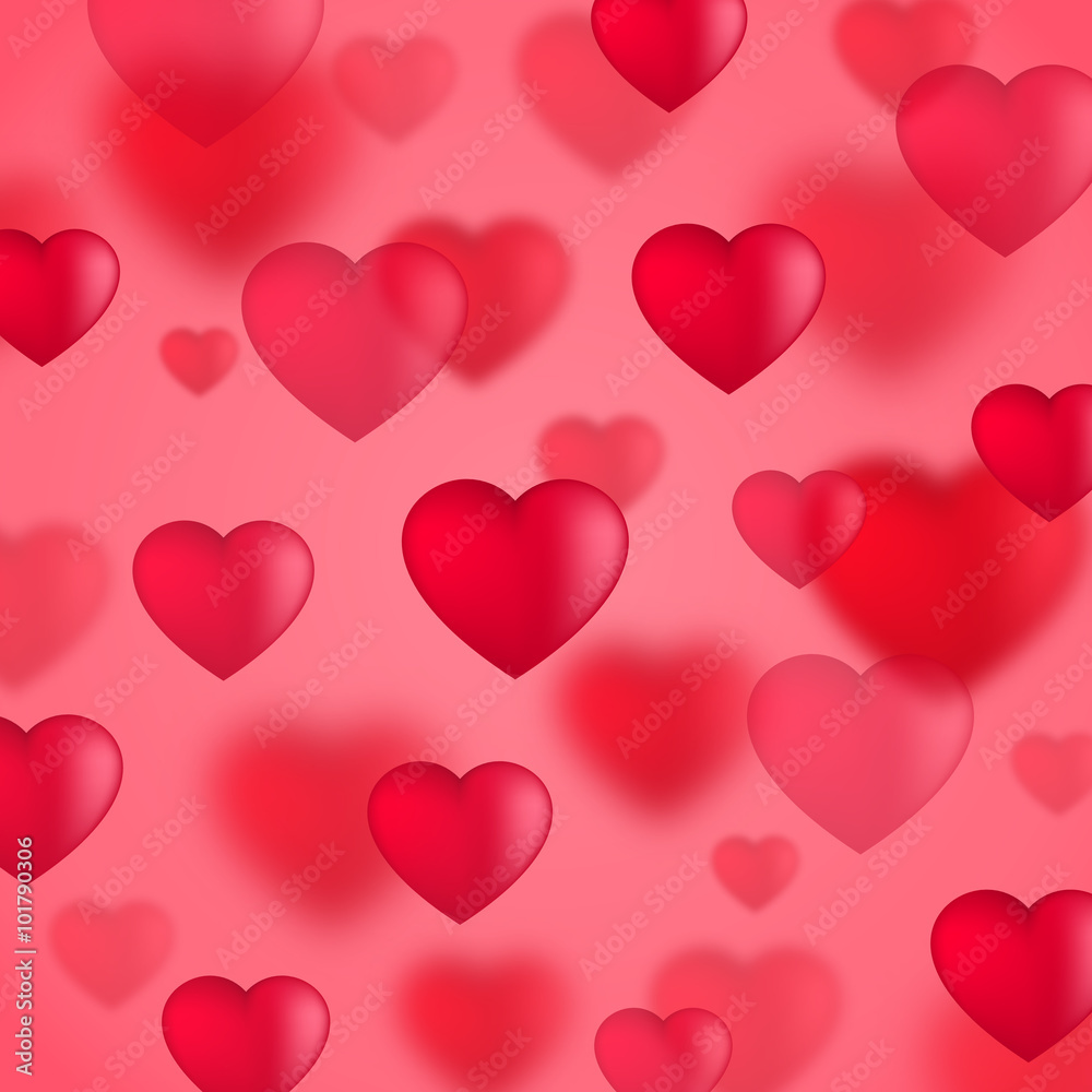 Red Valentine hearts background, vector illustration design