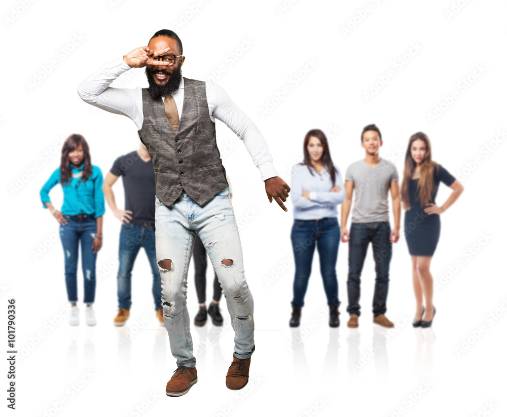 Obraz premium full body cool black man dancing