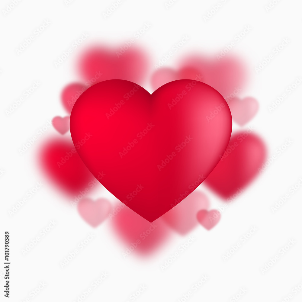 Red Valentine hearts, vector illustration