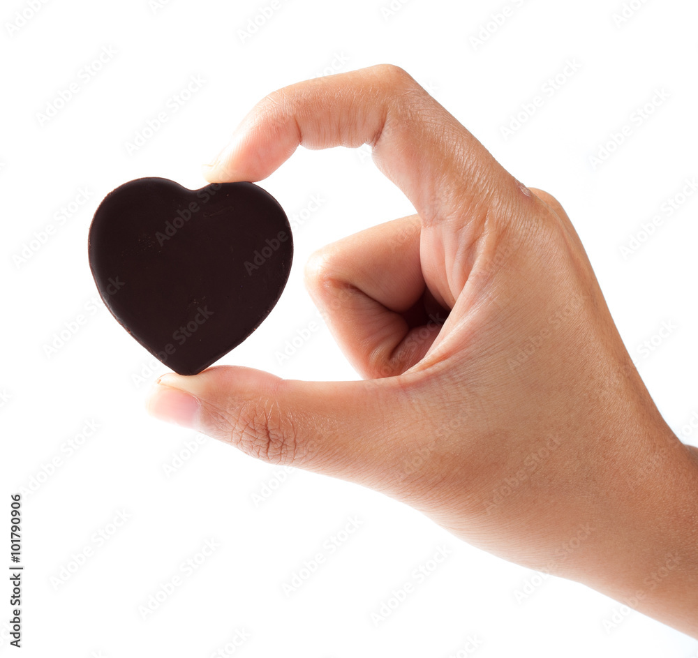 Obraz premium Chocolate hearts on white background