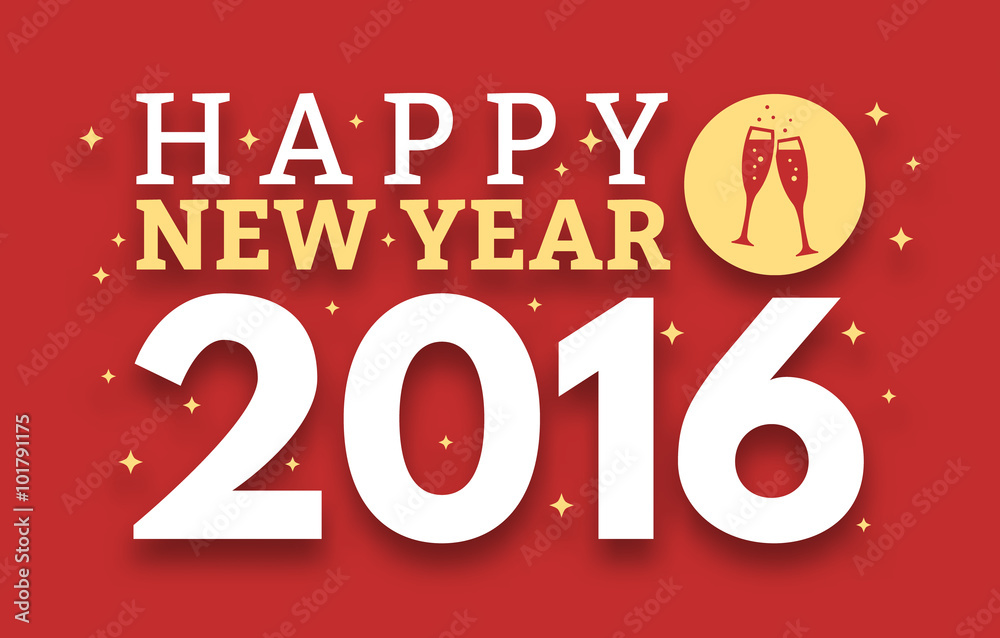 New year 2016, vector graphic, greeting card